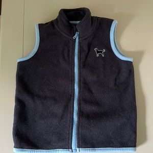 The Black Dog Navy Fleece Vest with light blue trim, size 3T